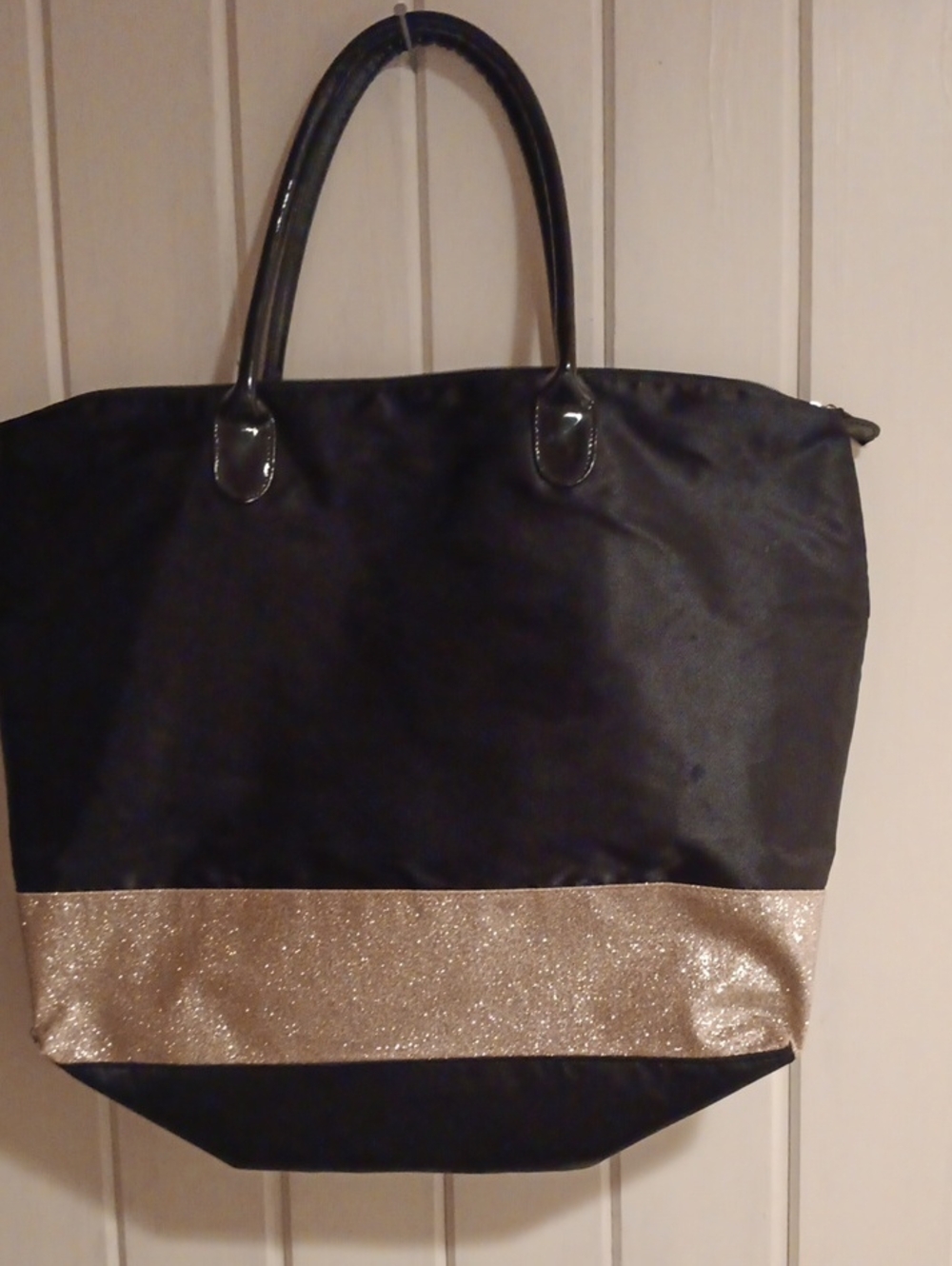 Black Tote Bag with Gold Accent - Women's Carryall